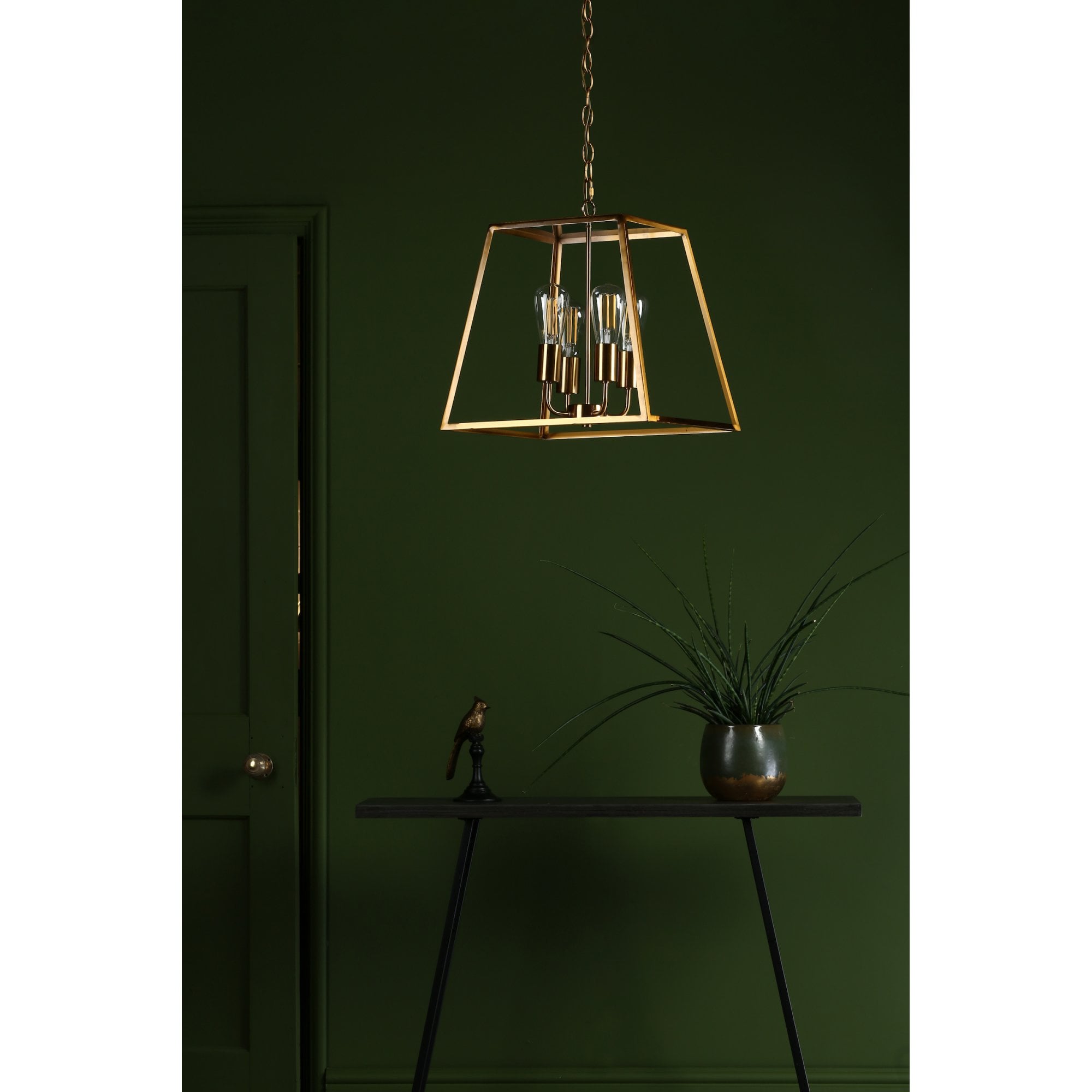 Academy 4 Light Ceiling Lantern In Natural Brass Finish ACA8635