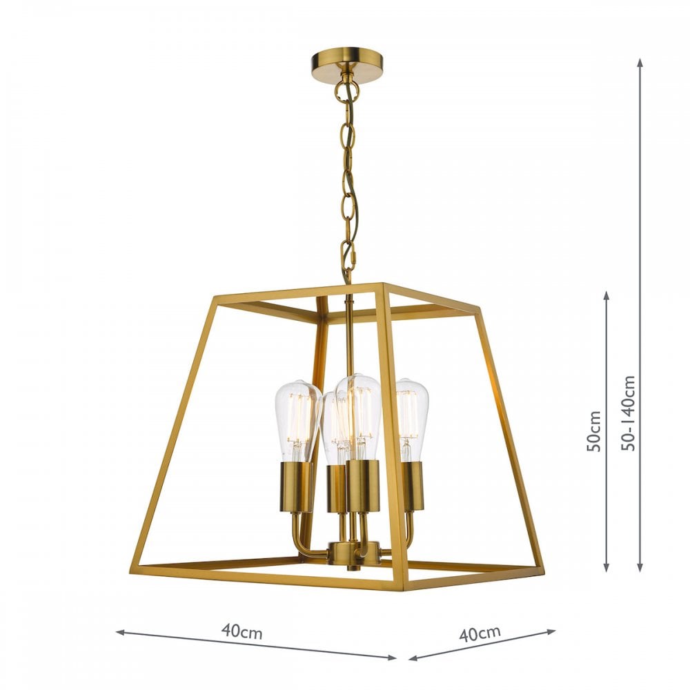 Academy 4 Light Ceiling Lantern In Natural Brass Finish ACA8635