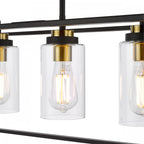 Abel 4 Light Ceiling Bar Pendant Light In Satin Black Finish With Glass Shades ABE8454