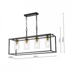 Abel 4 Light Ceiling Bar Pendant Light In Satin Black Finish With Glass Shades ABE8454