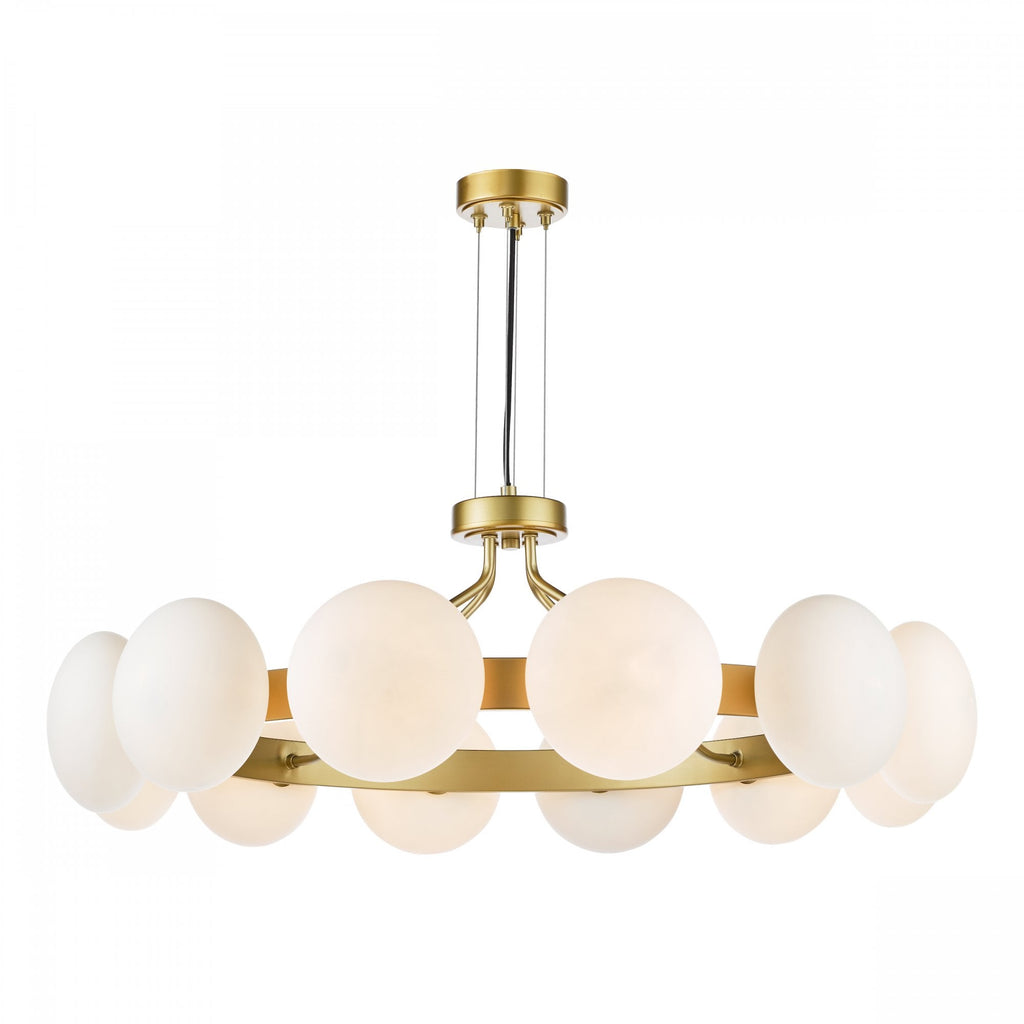 Tauri Modern 12 Light Ceiling Pendant Light In Matt Gold Finish With Opal Glass TAU1235