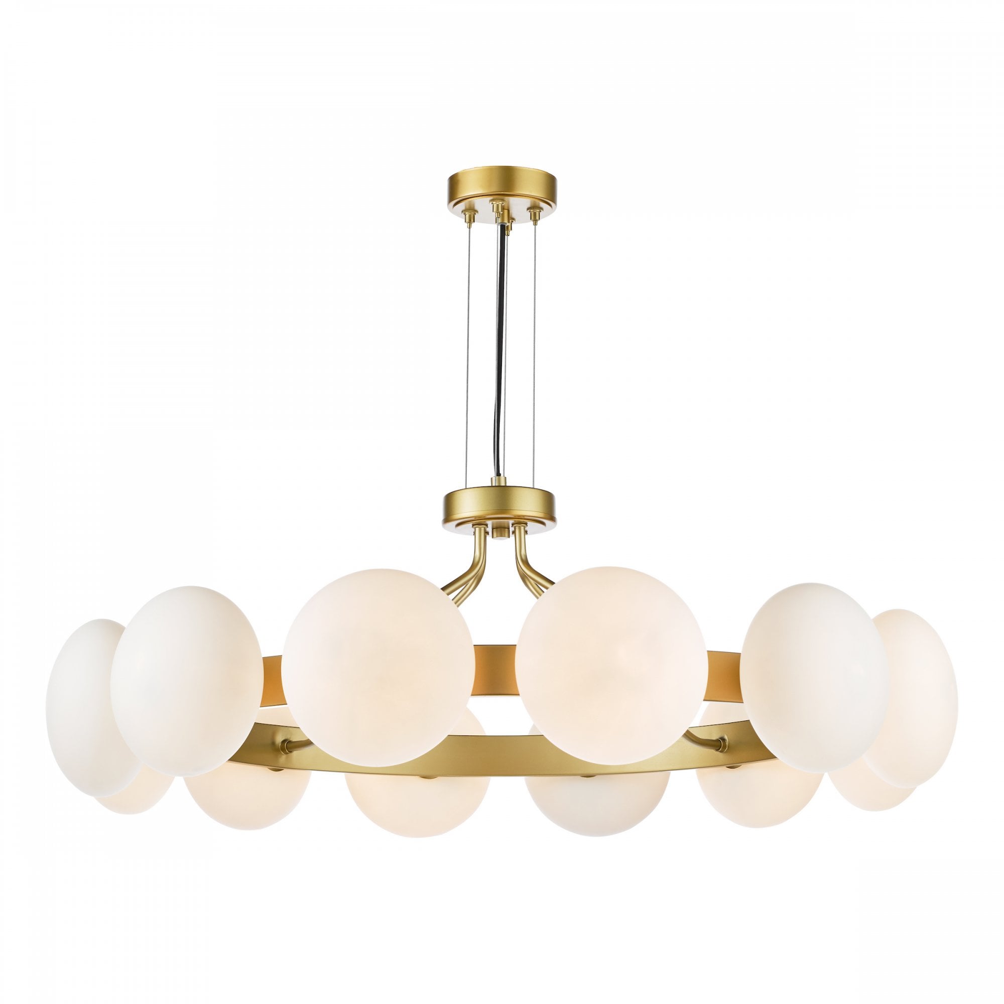Tauri Modern 12 Light Ceiling Pendant Light In Matt Gold Finish With Opal Glass TAU1235