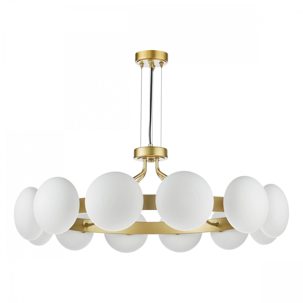 Tauri Modern 12 Light Ceiling Pendant Light In Matt Gold Finish With Opal Glass TAU1235