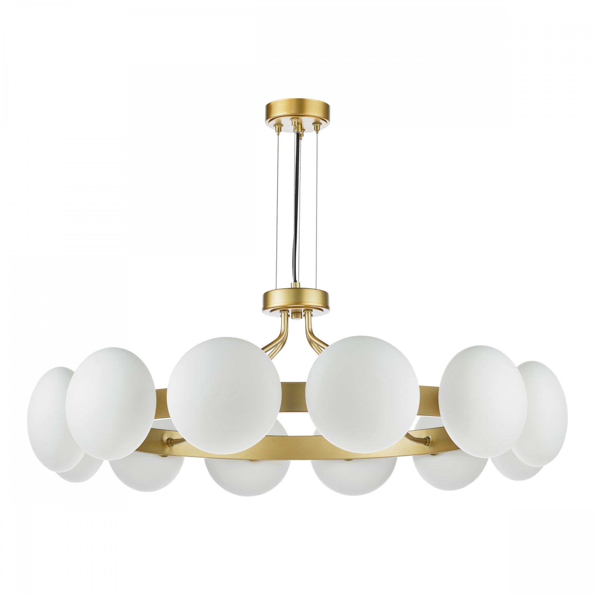 Tauri Modern 12 Light Ceiling Pendant Light In Matt Gold Finish With Opal Glass TAU1235