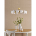 Tauri Modern 12 Light Ceiling Pendant Light In Matt Gold Finish With Opal Glass TAU1235
