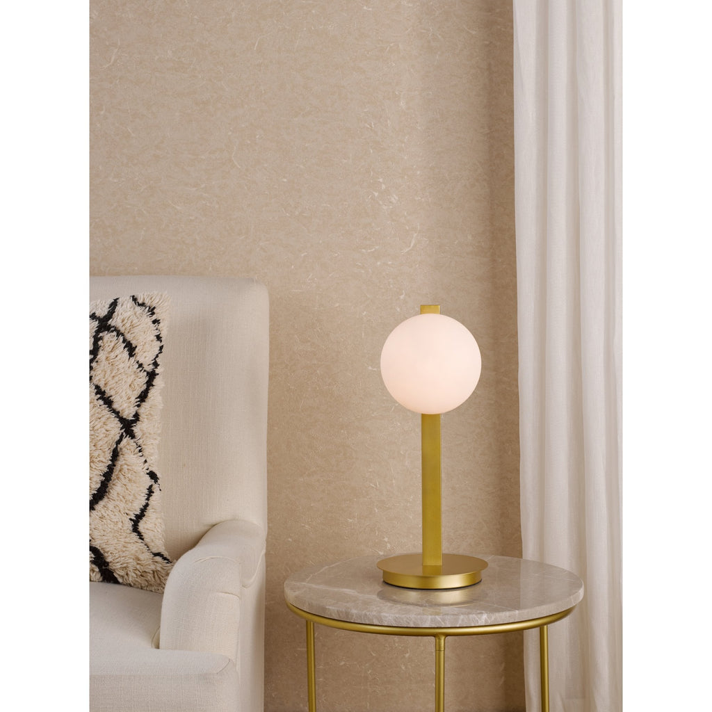 Tauri Modern Table Lamp In Matt Gold Finish And Opal Glass TAU4235