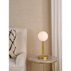Tauri Modern Table Lamp In Matt Gold Finish And Opal Glass TAU4235