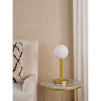 Tauri Modern Table Lamp In Matt Gold Finish And Opal Glass TAU4235