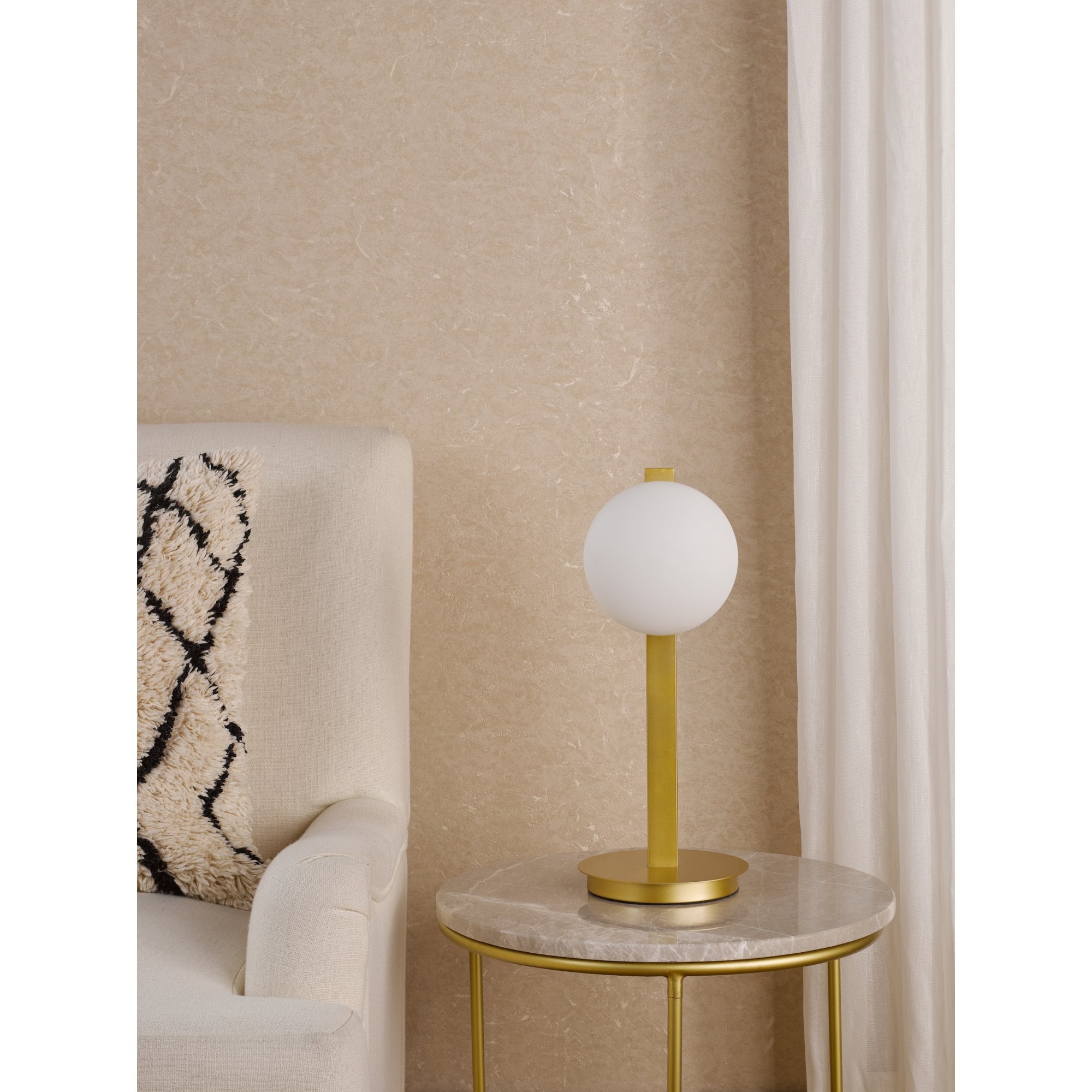 Tauri Modern Table Lamp In Matt Gold Finish And Opal Glass TAU4235