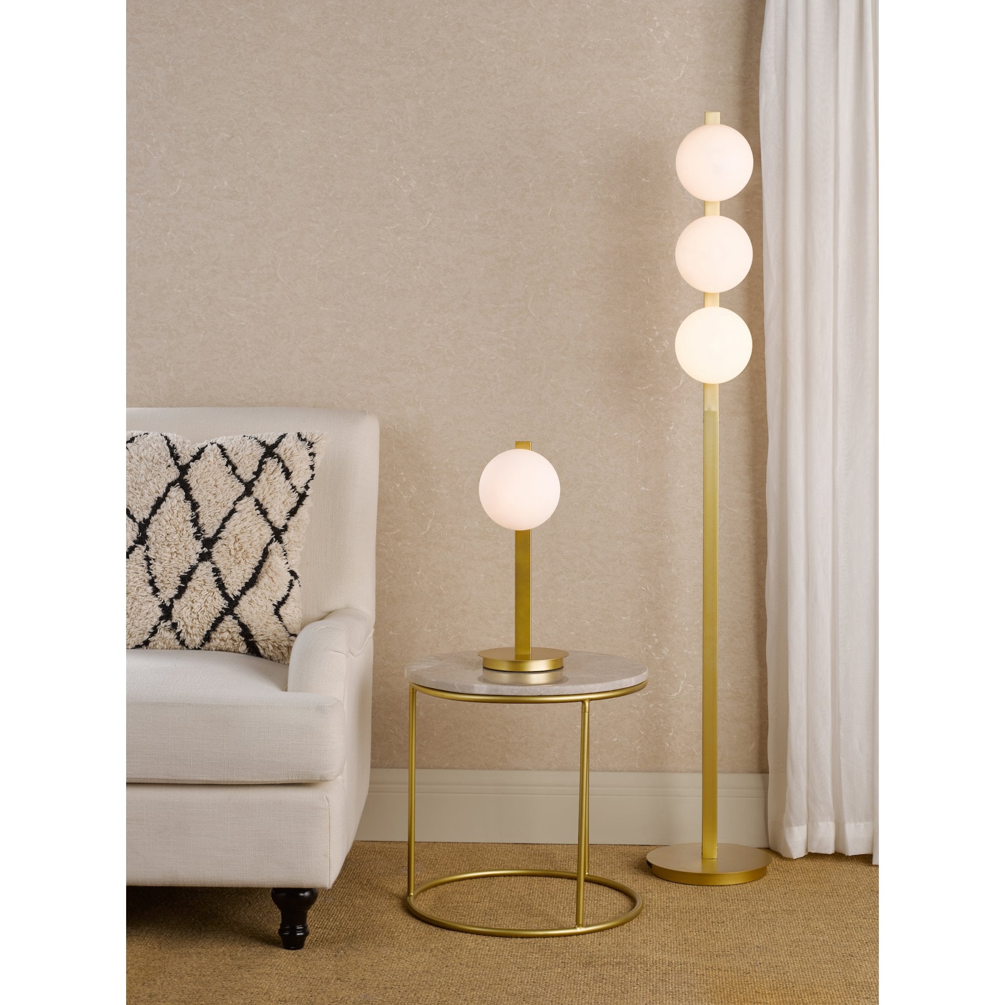 Tauri Modern Table Lamp In Matt Gold Finish And Opal Glass TAU4235