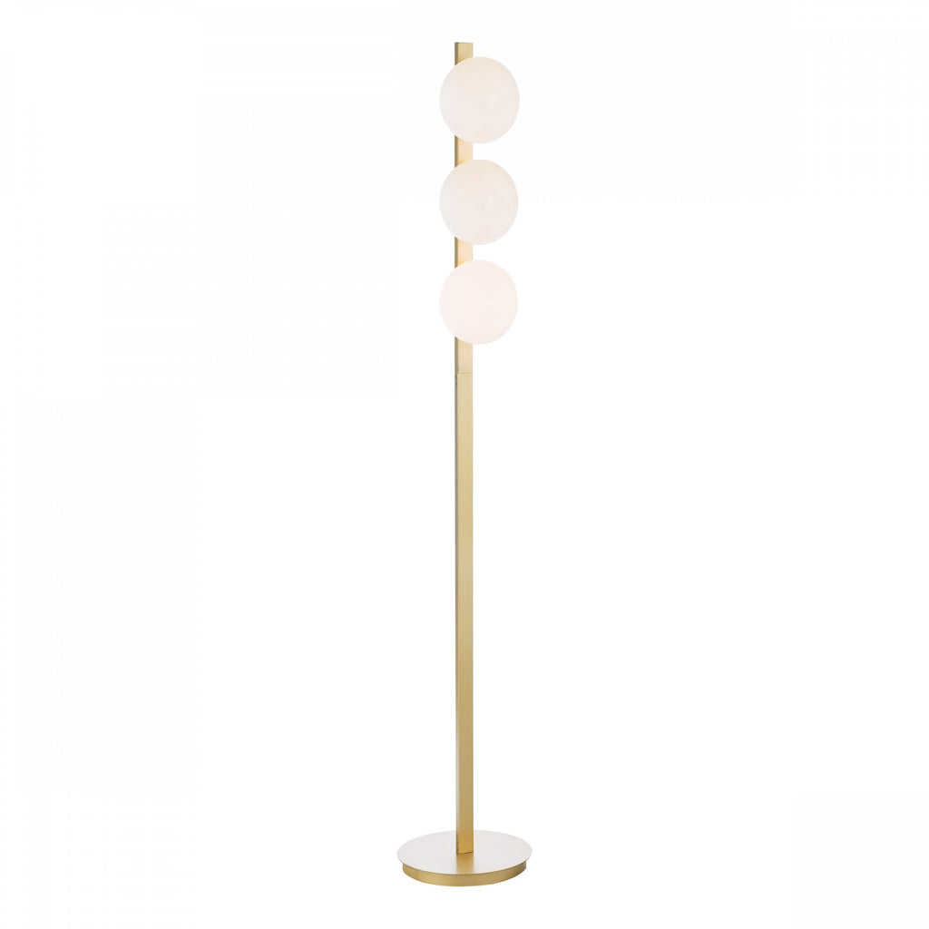 Tauri Modern 3 Light Floor Lamp In Matt Gold Finish And Opal Glass TAU4935