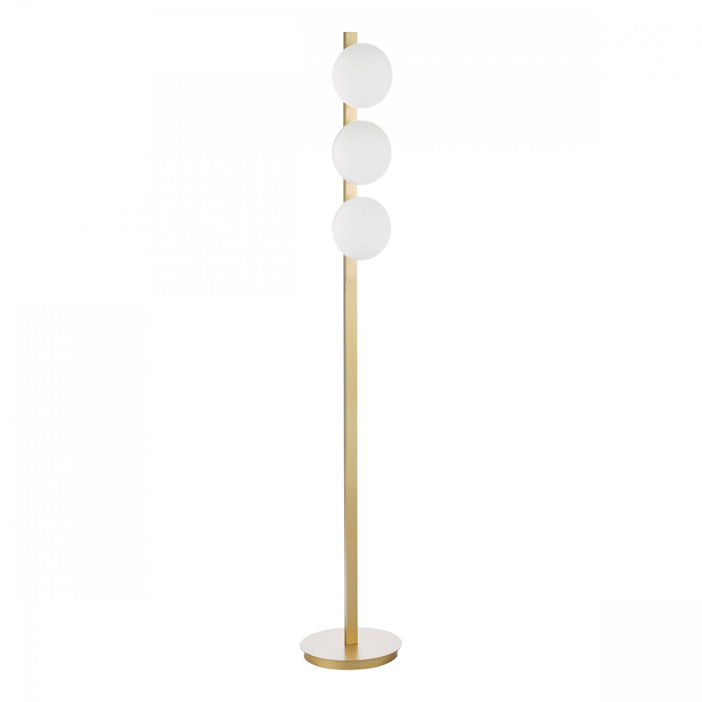 Tauri Modern 3 Light Floor Lamp In Matt Gold Finish And Opal Glass TAU4935