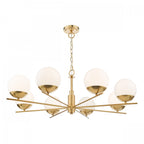 Bombazine 8 Light Ceiling Pendant Light In Brass Finish With Opal Glass Shades BOM0835