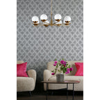 Bombazine 8 Light Ceiling Pendant Light In Brass Finish With Opal Glass Shades BOM0835