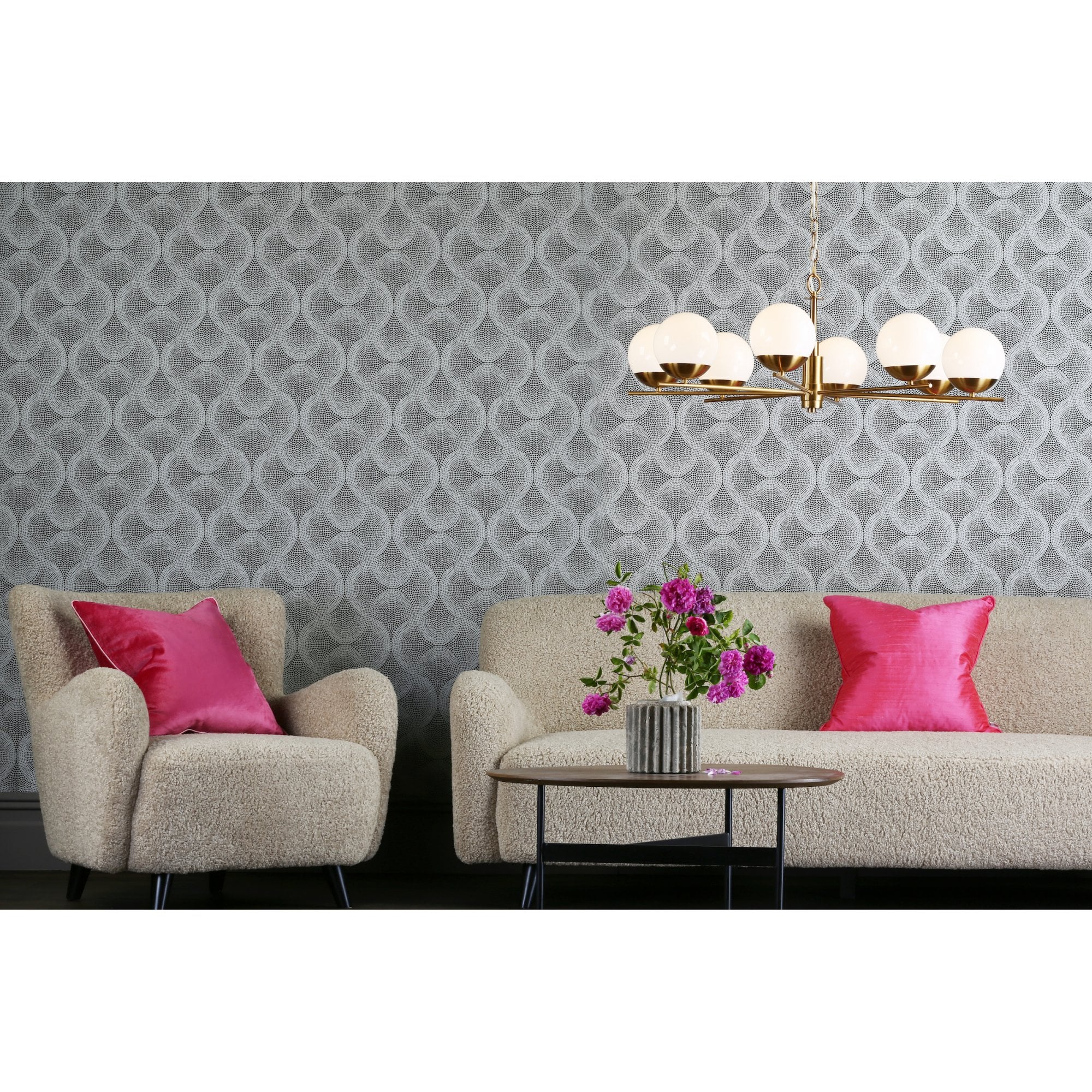 Bombazine 8 Light Ceiling Pendant Light In Brass Finish With Opal Glass Shades BOM0835