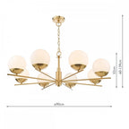 Bombazine 8 Light Ceiling Pendant Light In Brass Finish With Opal Glass Shades BOM0835