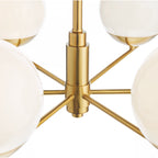 Bombazine 6 Light Ceiling Pendant Light In Natural Brass With Opal Glass Shades BOM0635