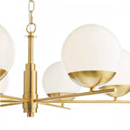Bombazine 6 Light Ceiling Pendant Light In Natural Brass With Opal Glass Shades BOM0635