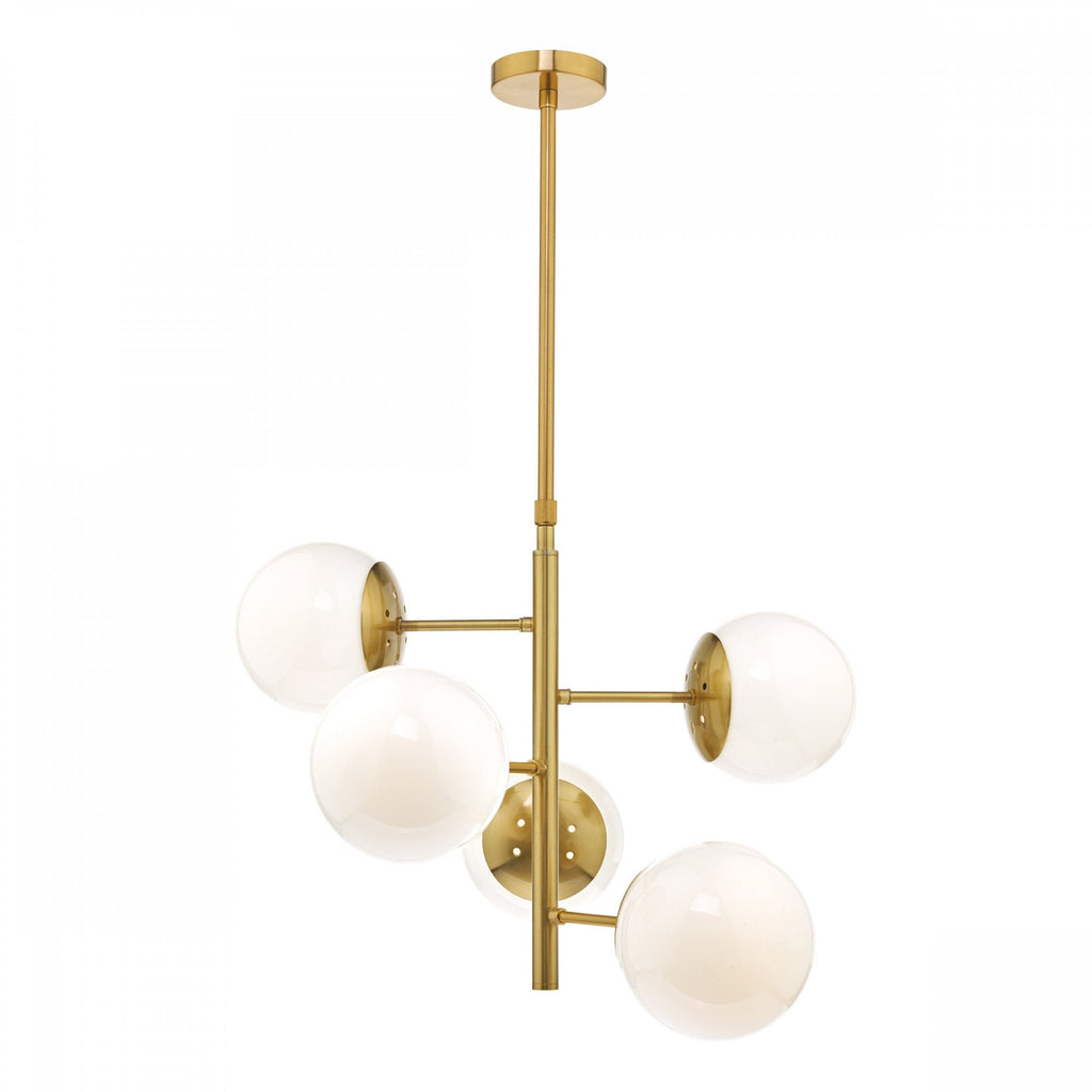 Bombazine Modern 5 Light Ceiling Pendant Light In Natural Brass Finish BOM0535