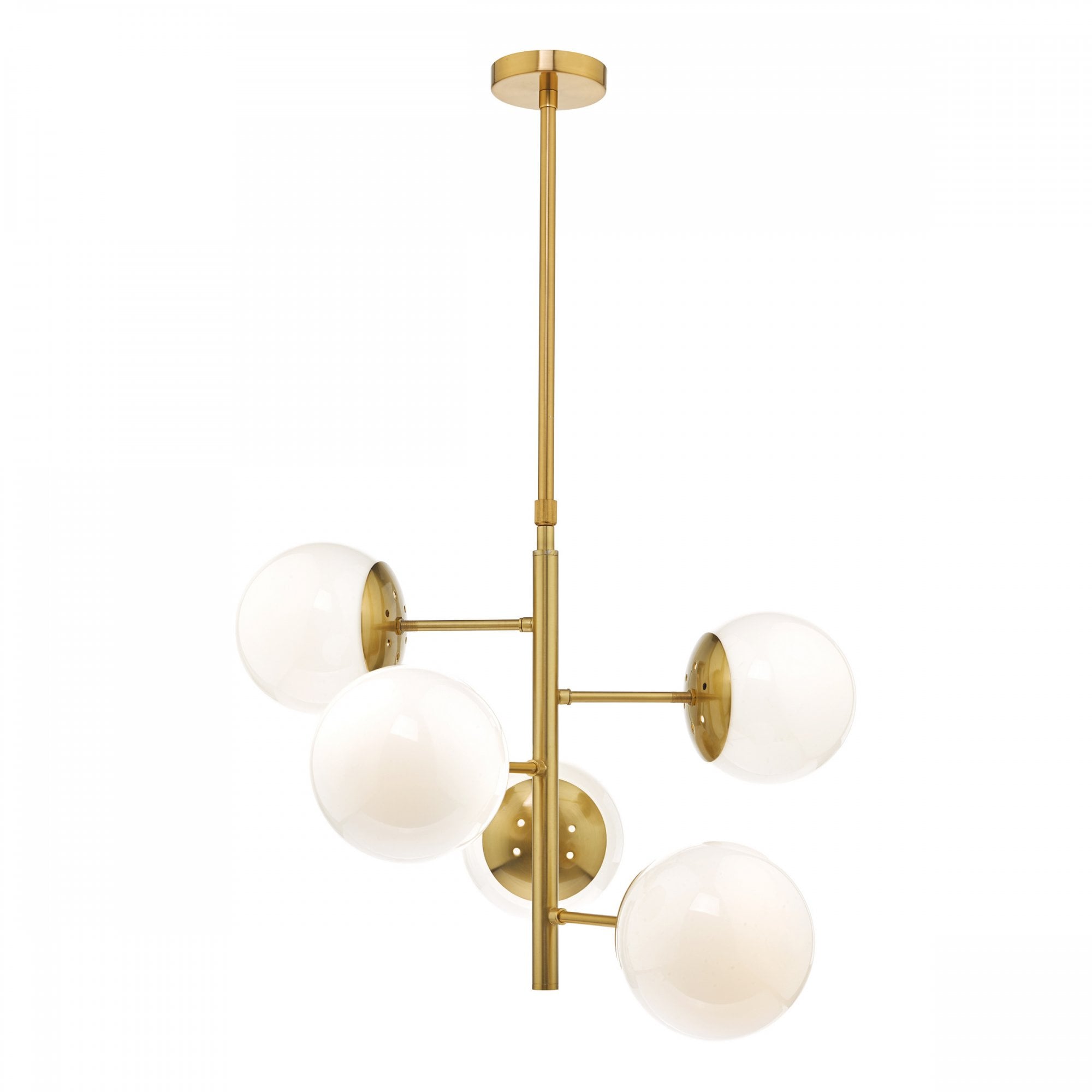 Bombazine Modern 5 Light Ceiling Pendant Light In Natural Brass Finish BOM0535