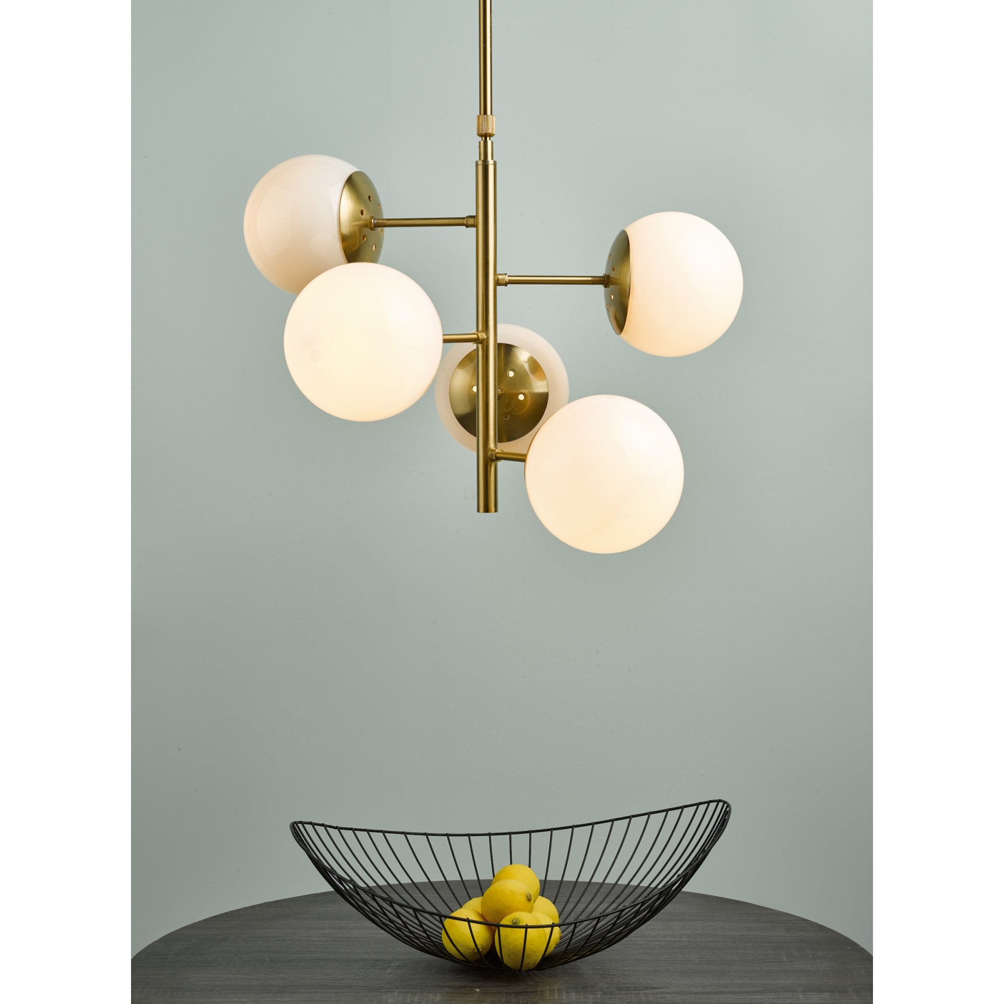 Bombazine Modern 5 Light Ceiling Pendant Light In Natural Brass Finish BOM0535