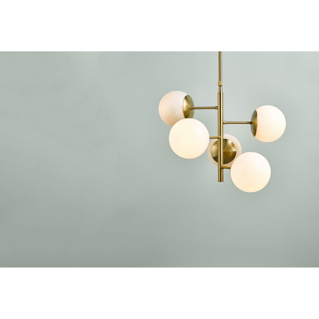Bombazine Modern 5 Light Ceiling Pendant Light In Natural Brass Finish BOM0535