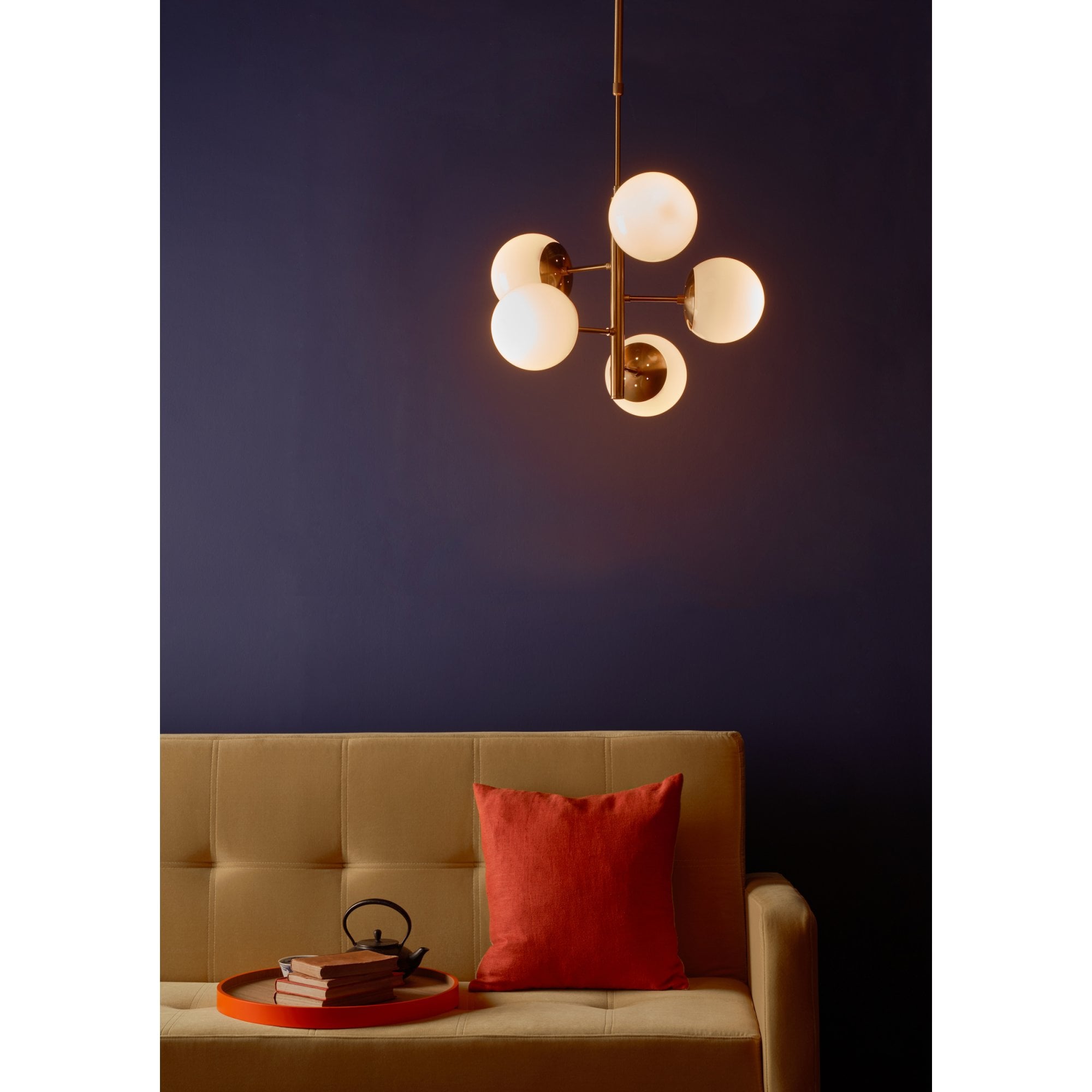 Bombazine Modern 5 Light Ceiling Pendant Light In Natural Brass Finish BOM0535