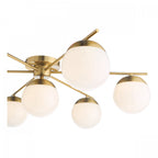Bombazine 7 Light Semi Flush Ceiling Light In Natural Brass With Opal Glass BOM5035