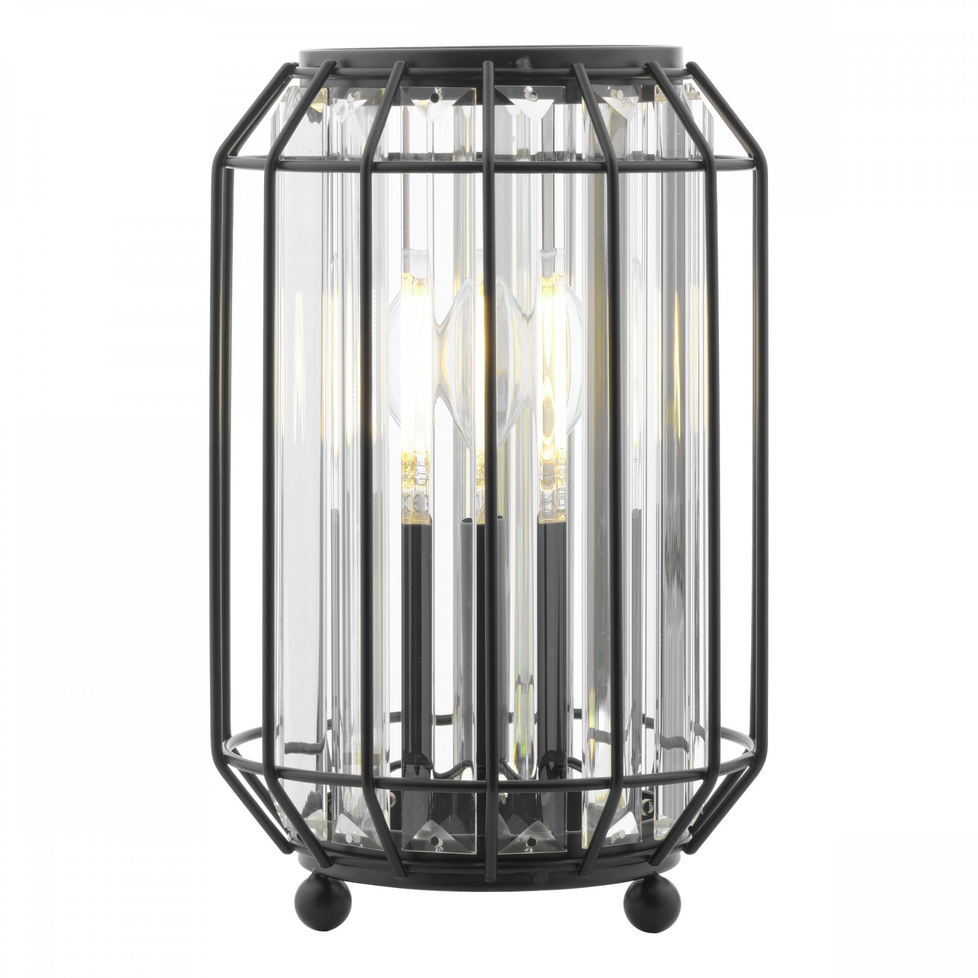 Naeva Table Lamp In Matt Black Finish With Clear Crystal Glass NAE4222