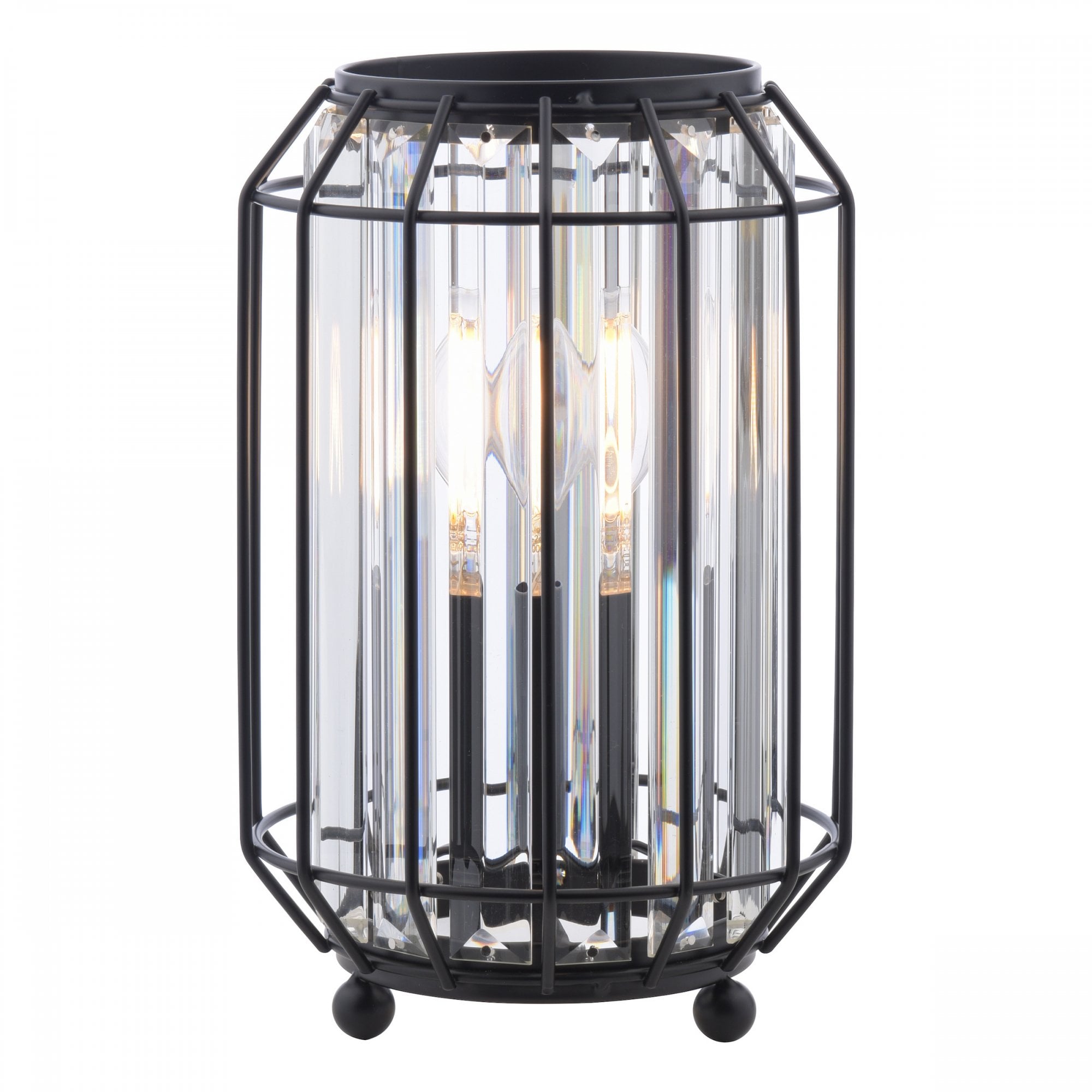 Naeva Table Lamp In Matt Black Finish With Clear Crystal Glass NAE4222