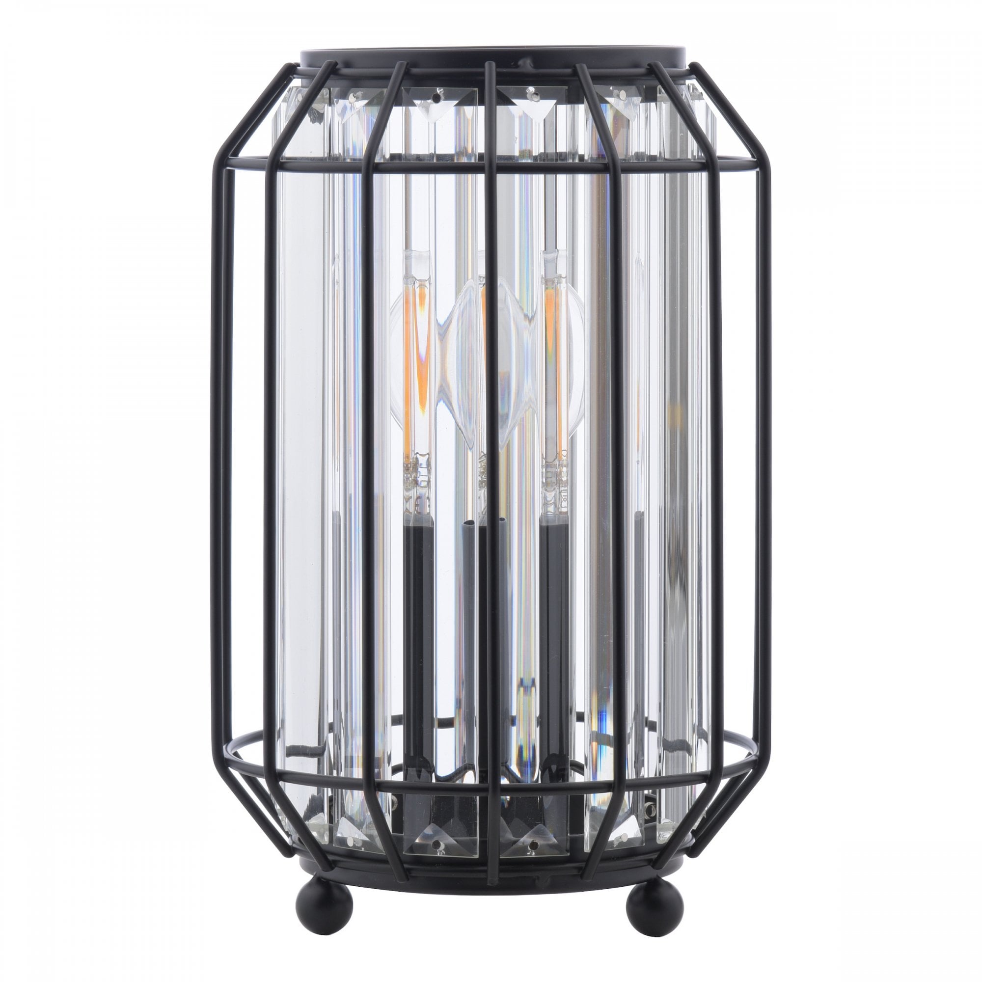 Naeva Table Lamp In Matt Black Finish With Clear Crystal Glass NAE4222