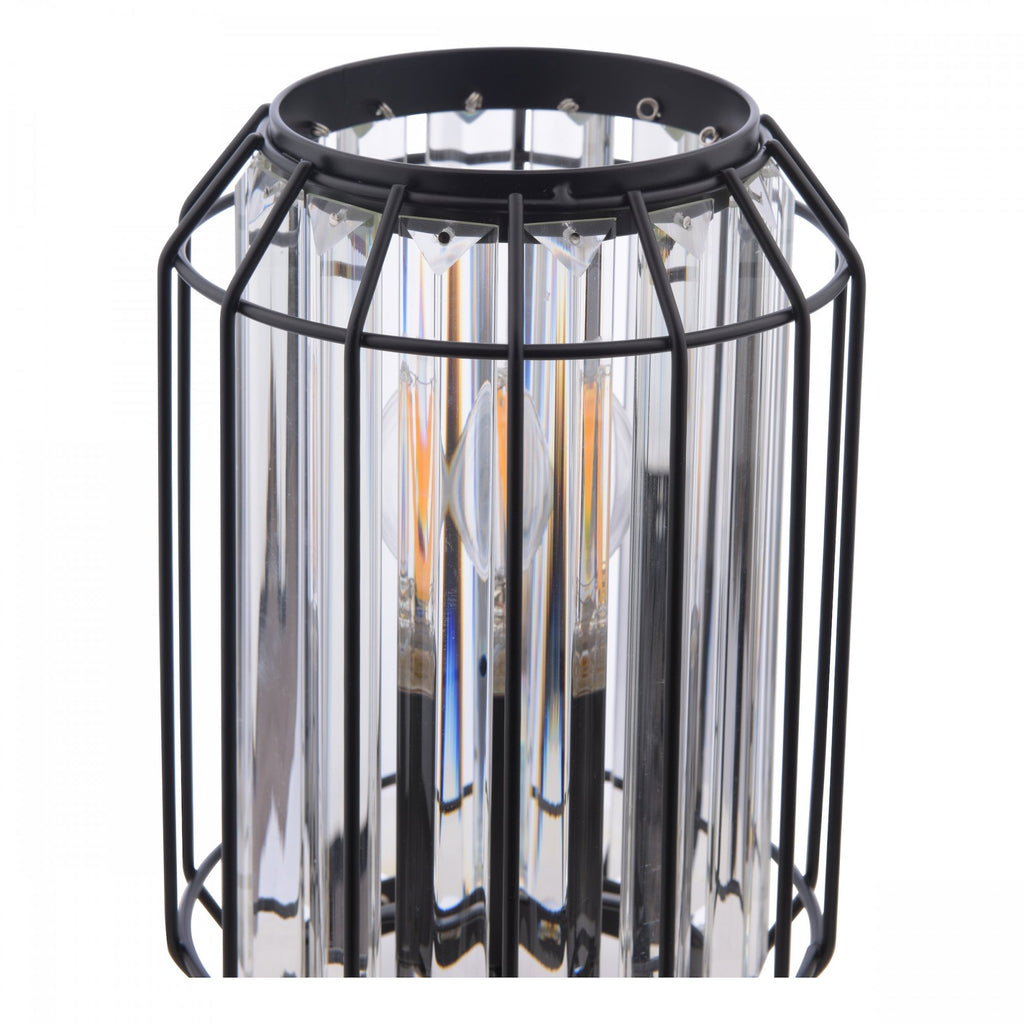 Naeva Table Lamp In Matt Black Finish With Clear Crystal Glass NAE4222