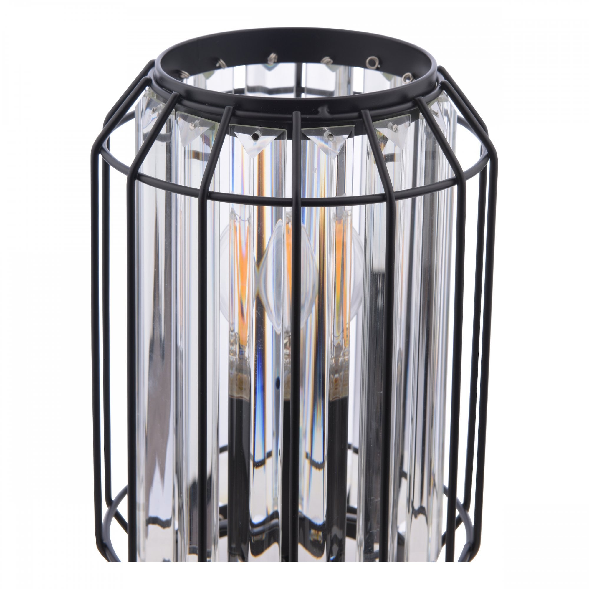 Naeva Table Lamp In Matt Black Finish With Clear Crystal Glass NAE4222