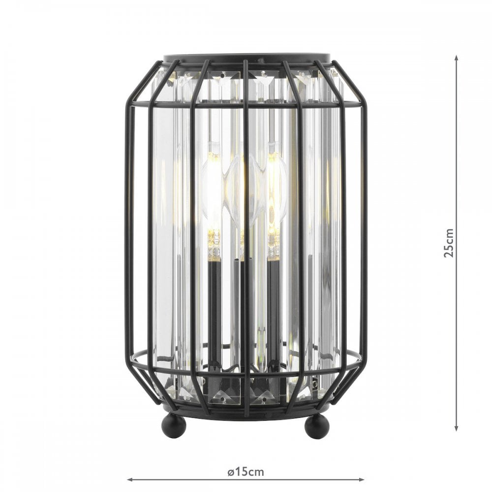 Naeva Table Lamp In Matt Black Finish With Clear Crystal Glass NAE4222