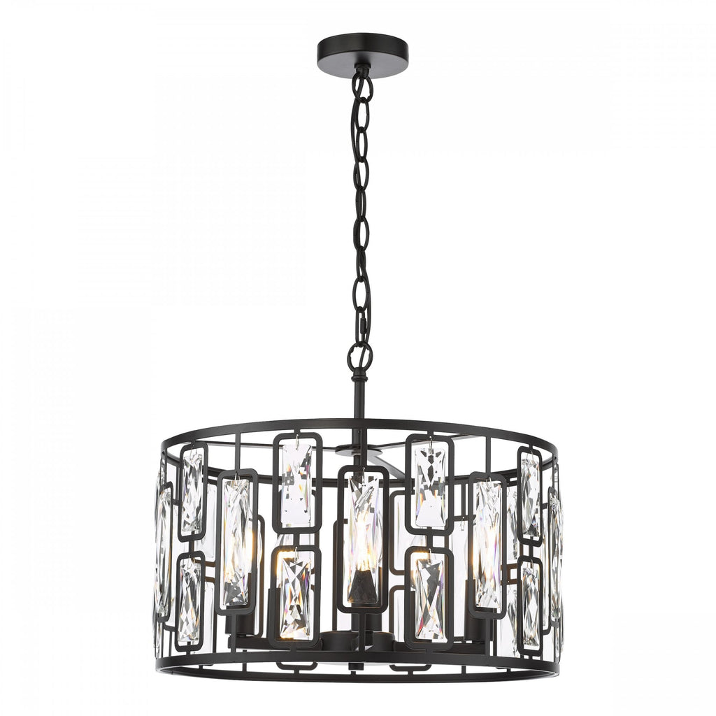 Zoelle 5 Light Ceiling Pendant Light In Matt Black Finish With Crystal Glass ZOE0522