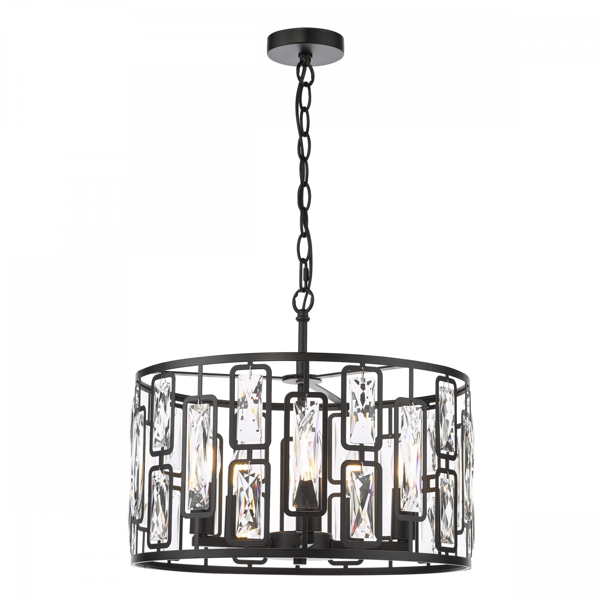 Zoelle 5 Light Ceiling Pendant Light In Matt Black Finish With Crystal Glass ZOE0522