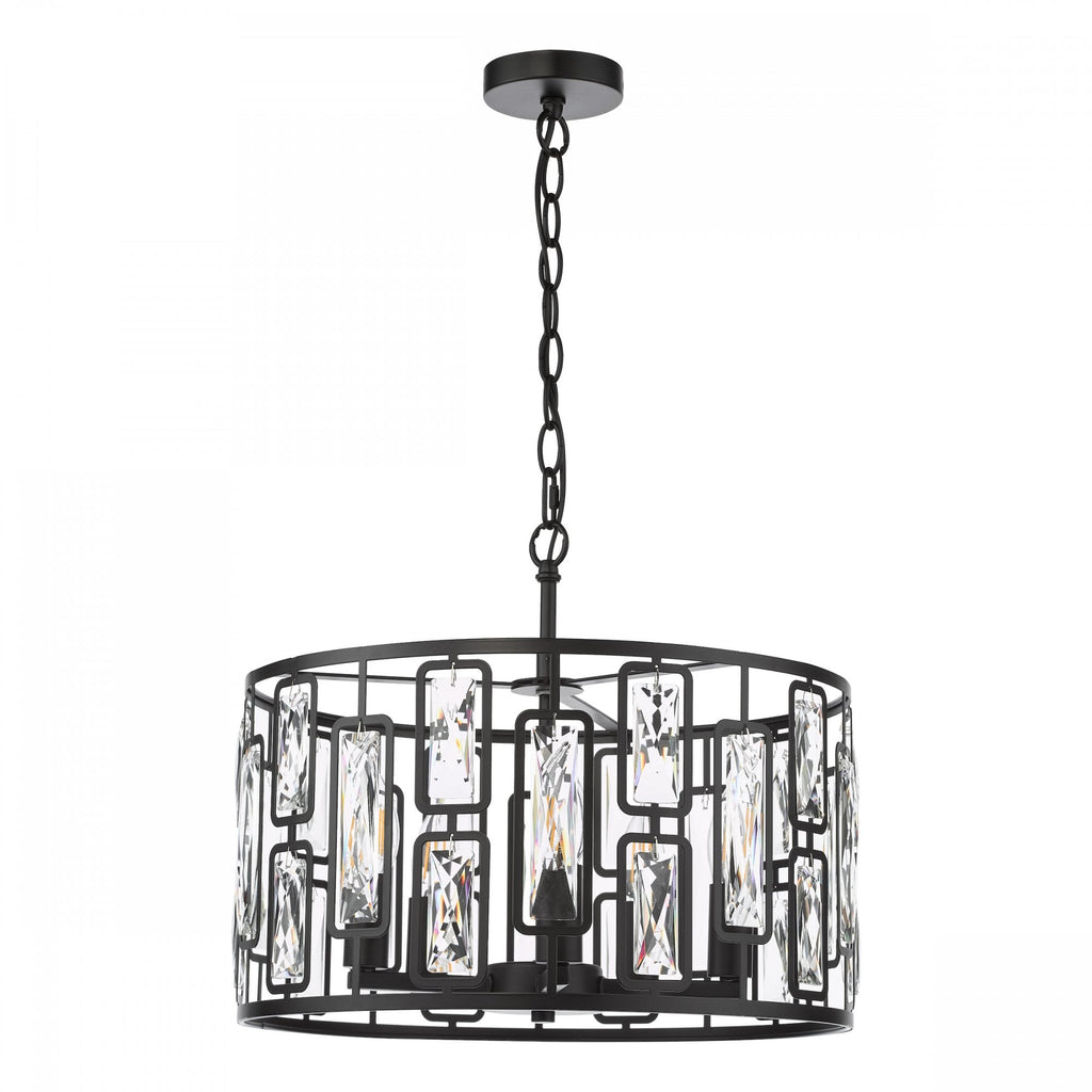Zoelle 5 Light Ceiling Pendant Light In Matt Black Finish With Crystal Glass ZOE0522