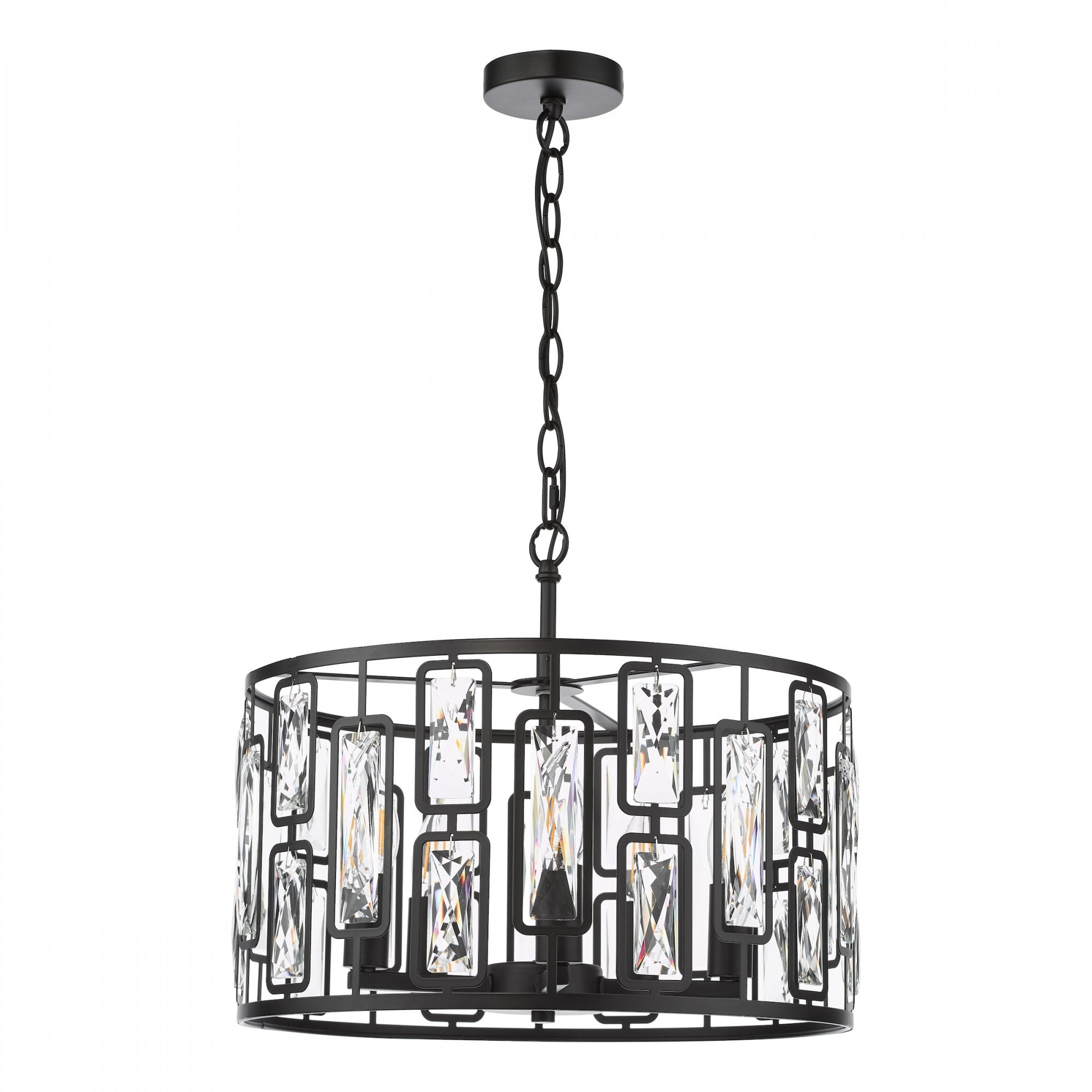 Zoelle 5 Light Ceiling Pendant Light In Matt Black Finish With Crystal Glass ZOE0522