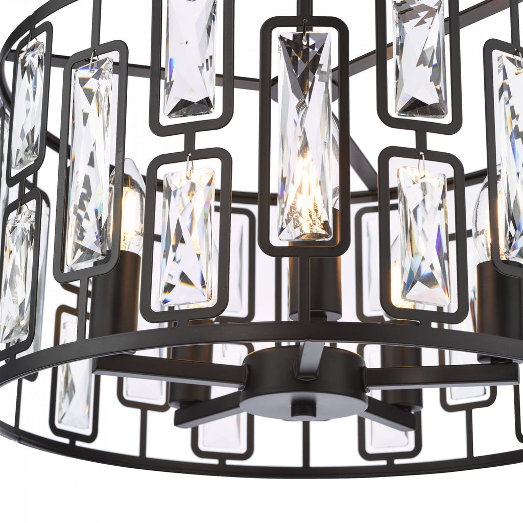 Zoelle 5 Light Ceiling Pendant Light In Matt Black Finish With Crystal Glass ZOE0522