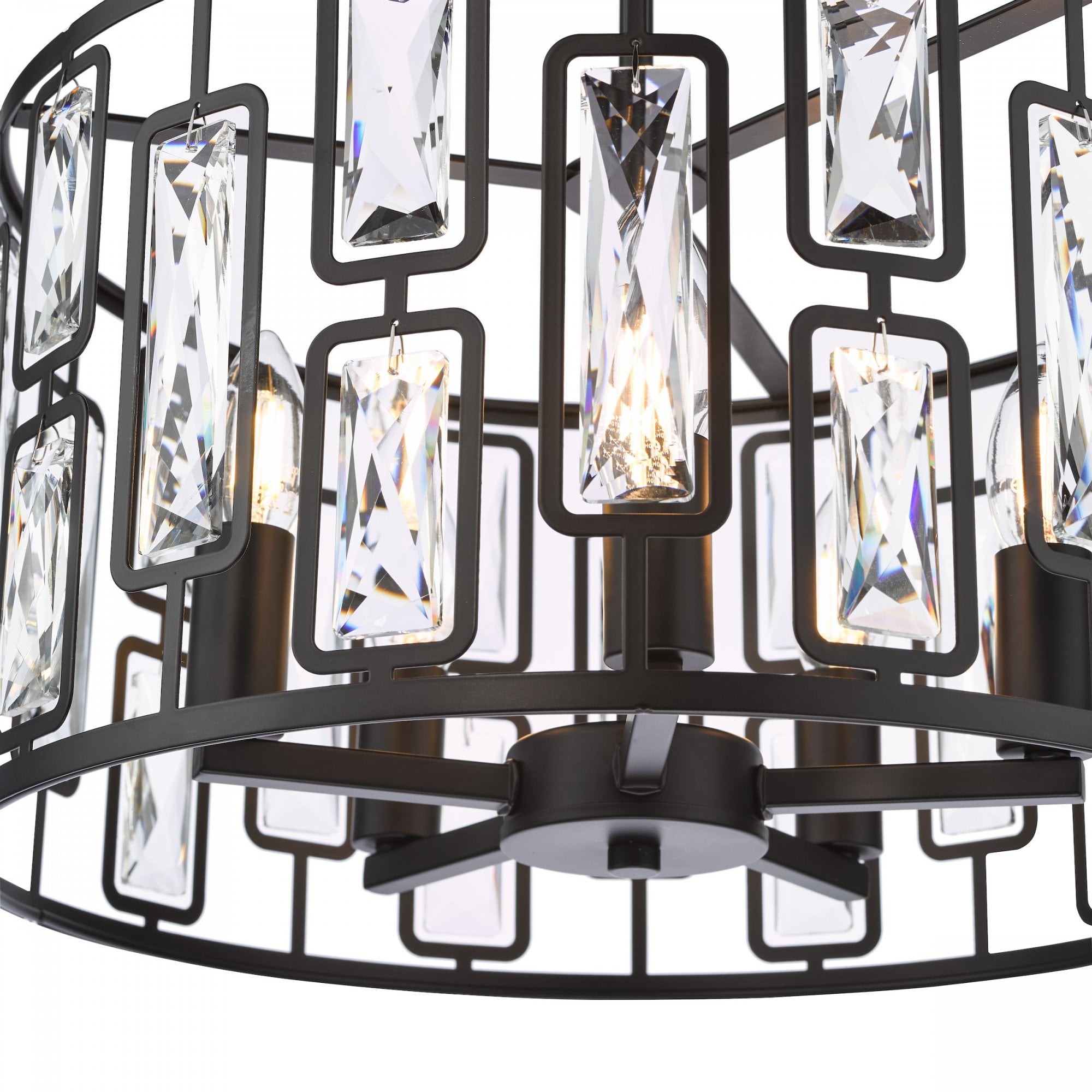 Zoelle 5 Light Ceiling Pendant Light In Matt Black Finish With Crystal Glass ZOE0522