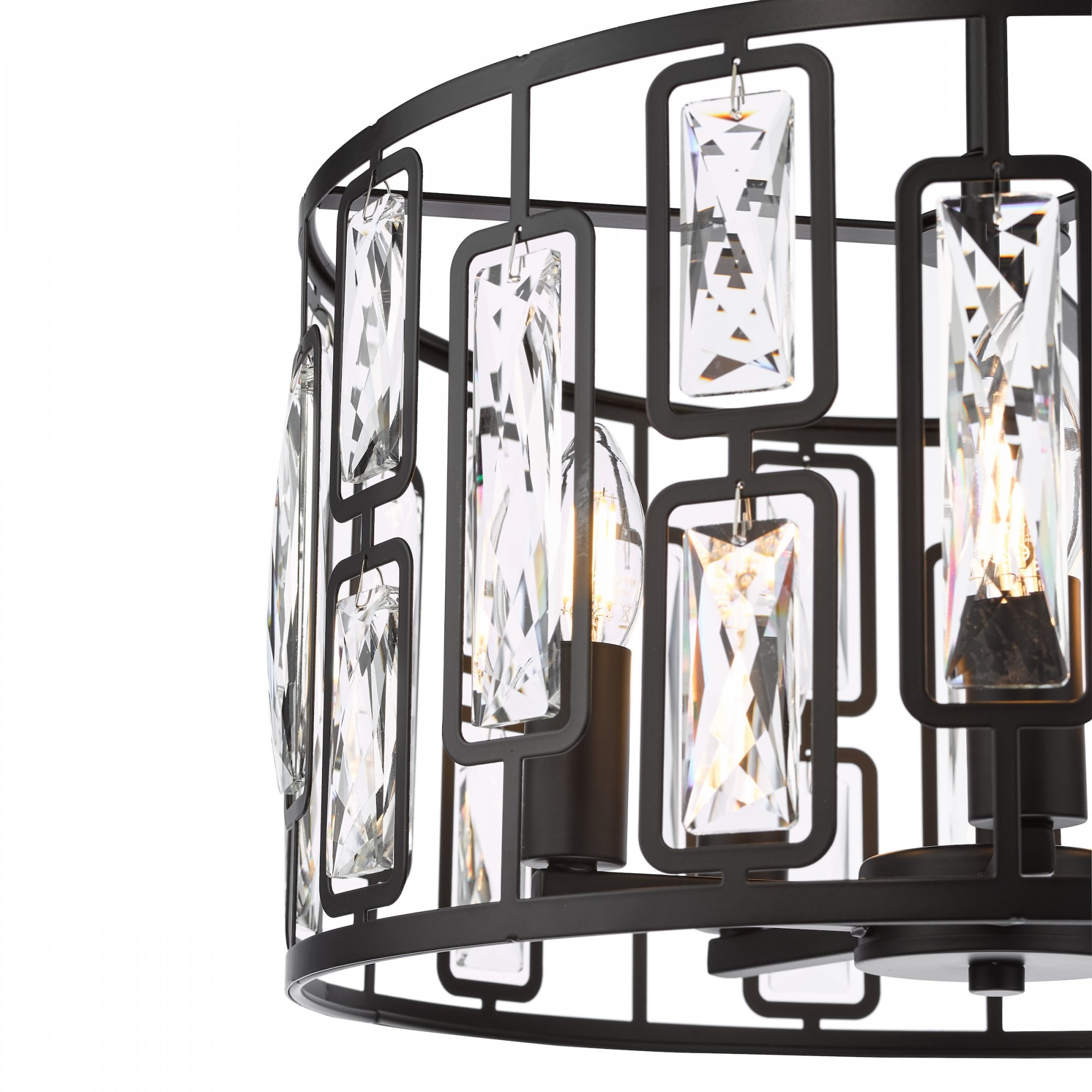 Zoelle 5 Light Ceiling Pendant Light In Matt Black Finish With Crystal Glass ZOE0522