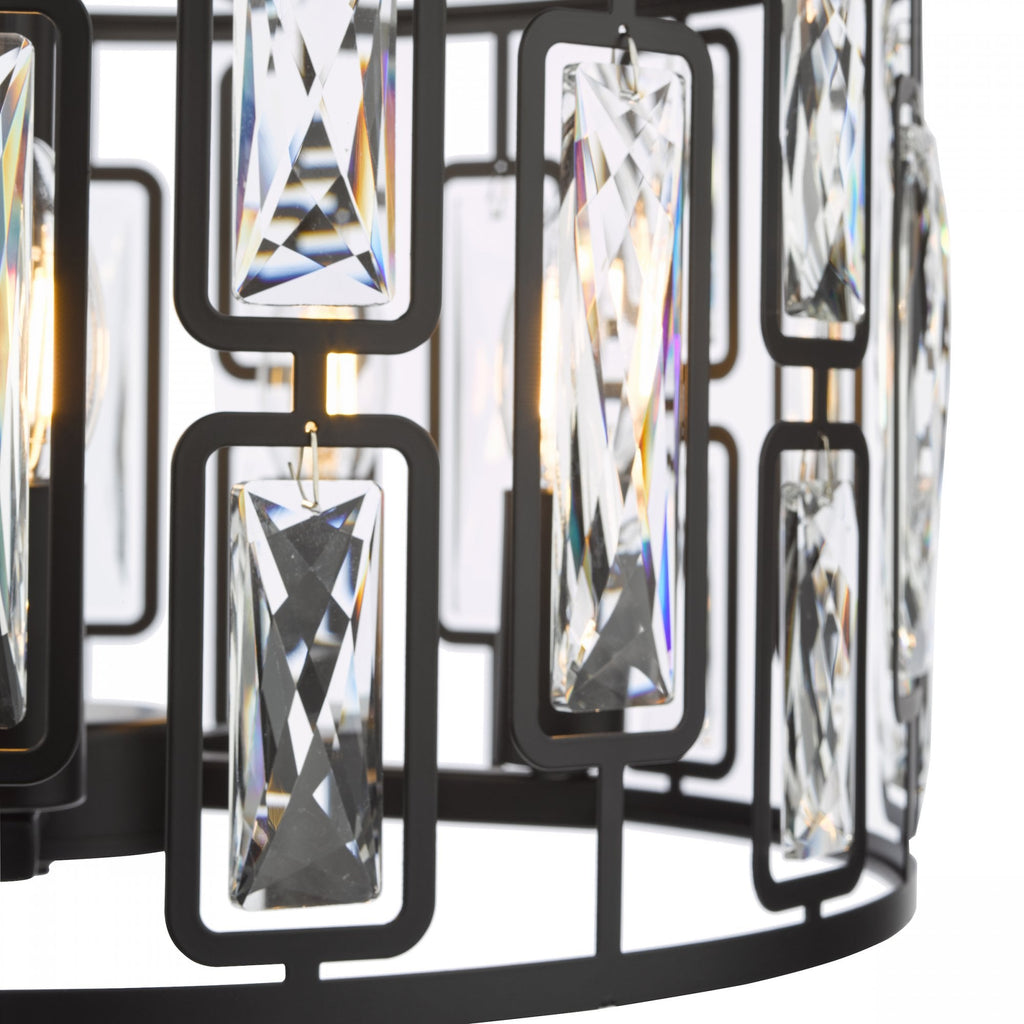 Zoelle 5 Light Ceiling Pendant Light In Matt Black Finish With Crystal Glass ZOE0522