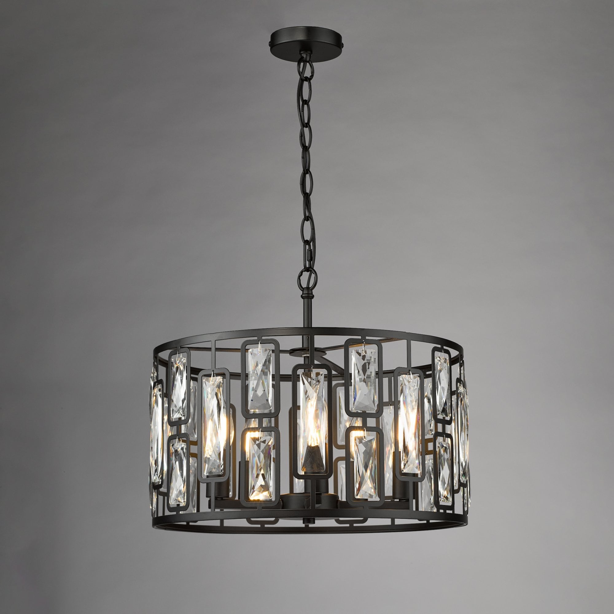 Zoelle 5 Light Ceiling Pendant Light In Matt Black Finish With Crystal Glass ZOE0522