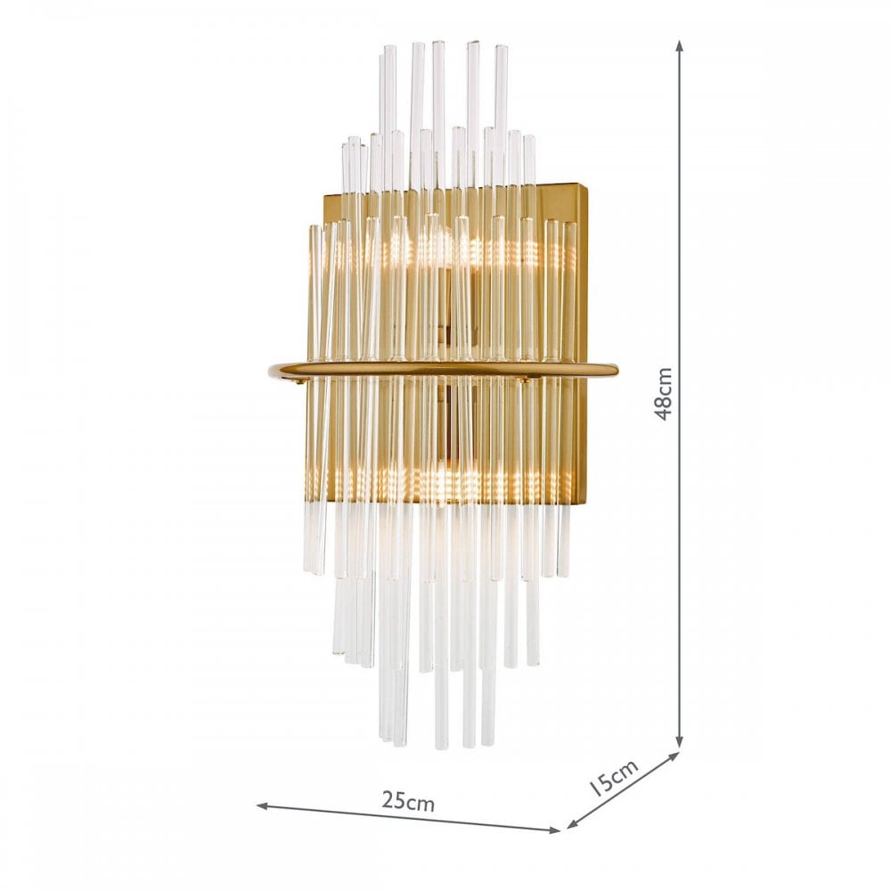 Lukas 2 Light Wall Light In Gold Finish With Glass Rods LUK0935