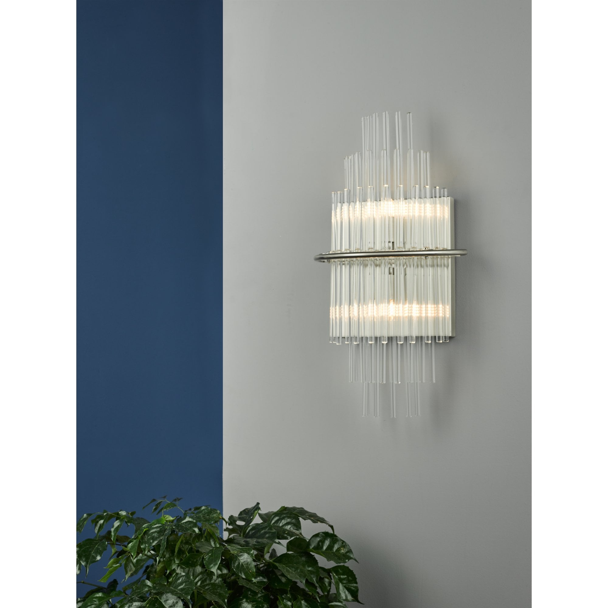 Lukas 2 Light Wall Light In Polished Chrome Finish With Glass Rods LUK0950