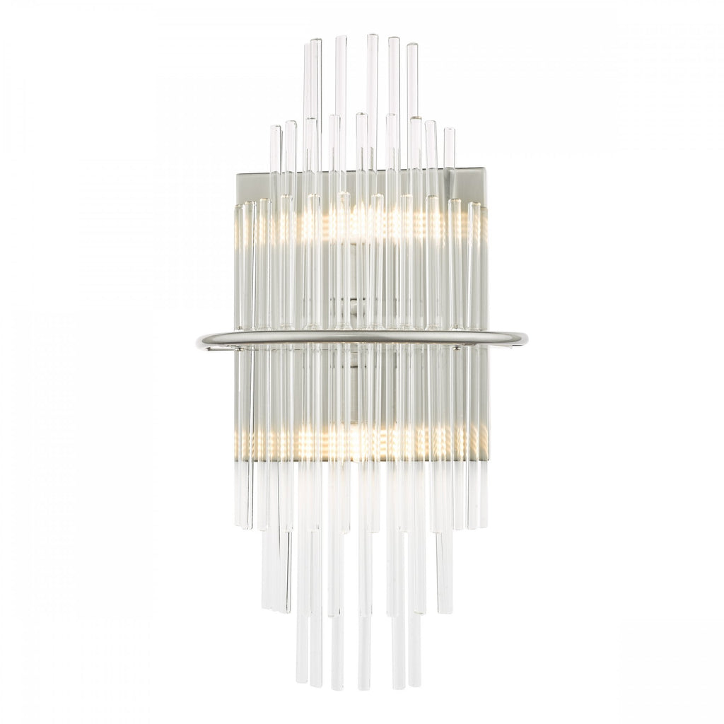 Lukas 2 Light Wall Light In Polished Chrome Finish With Glass Rods LUK0950