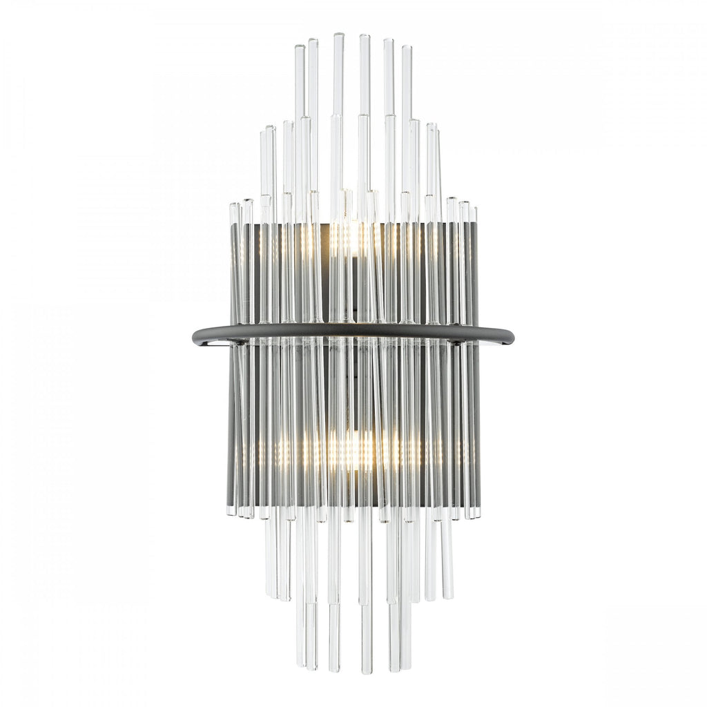 Lukas 2 Light Wall Light In Satin Black Finish With Glass Rods LUK0922