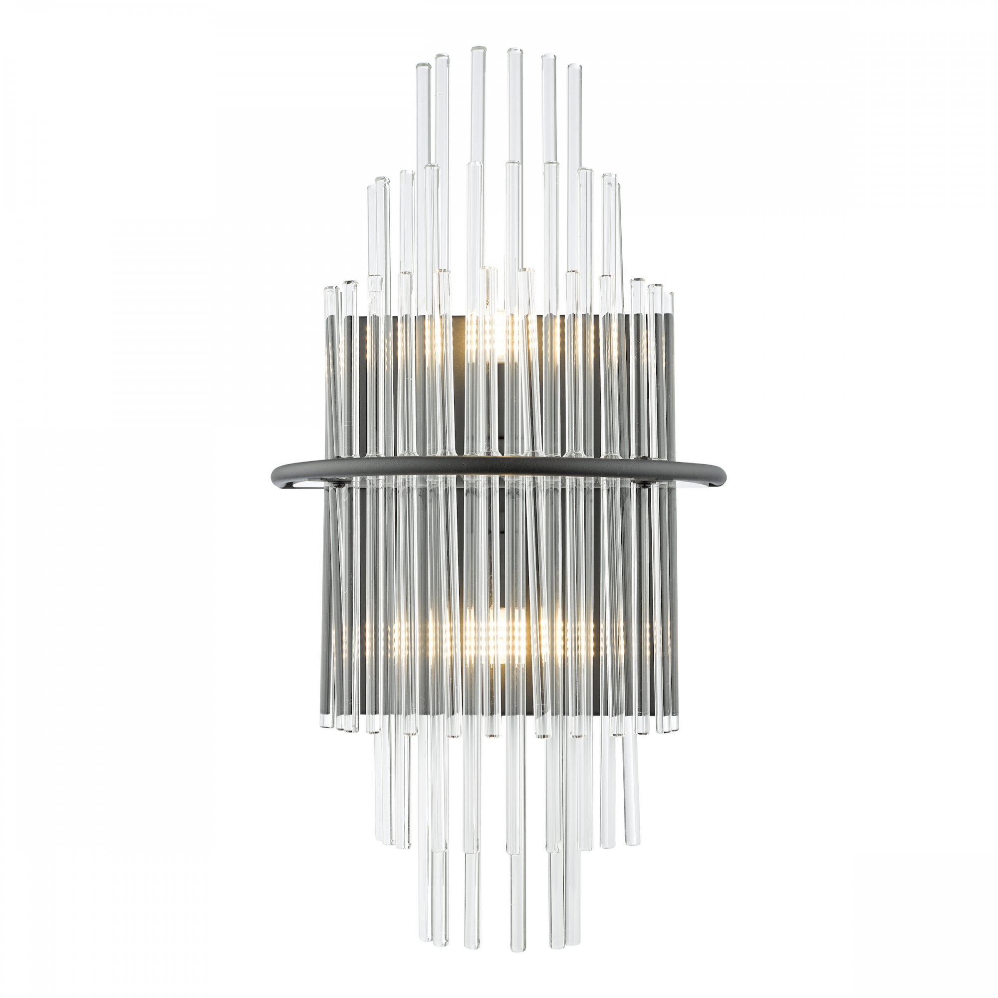 Lukas 2 Light Wall Light In Satin Black Finish With Glass Rods LUK0922