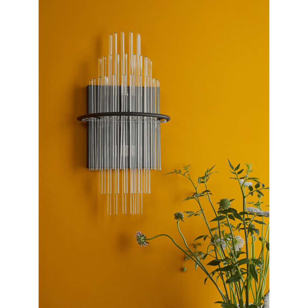 Lukas 2 Light Wall Light In Satin Black Finish With Glass Rods LUK0922