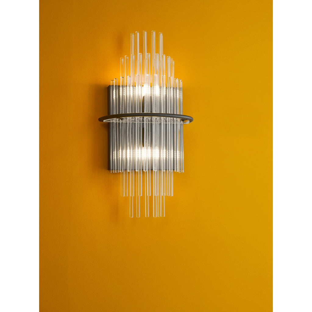 Lukas 2 Light Wall Light In Satin Black Finish With Glass Rods LUK0922